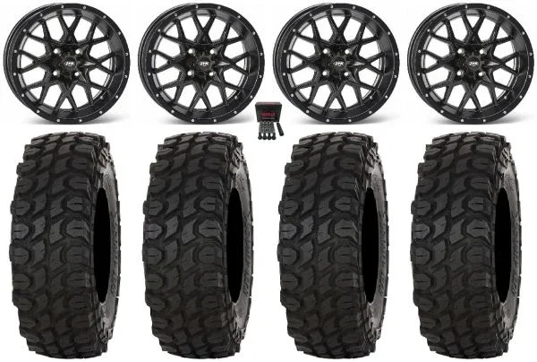 ITP Hurricane 14″ Wheels Black 28″ XComp ATR Tires Can-Am Commander Maverick Renegade Outlander Defender