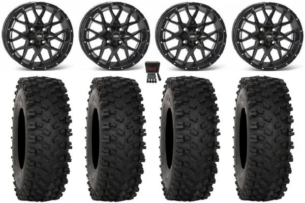 ITP Hurricane 14″ Wheels Black 32″ ATX470 Tires Can-Am Maverick X3 / Honda Pioneer 1000 / Talon