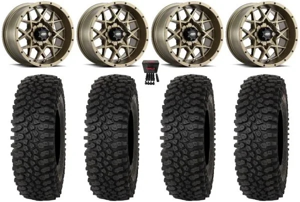 ITP Hurricane 14″ Wheels Bronze 28″ Roctane ST Tires Kawasaki Teryx Mule