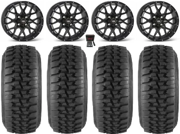 ITP Hurricane 15″ Wheels Black 33″ Desert Series Tires Can-Am Maverick X3 / Honda Pioneer 1000 / Talon