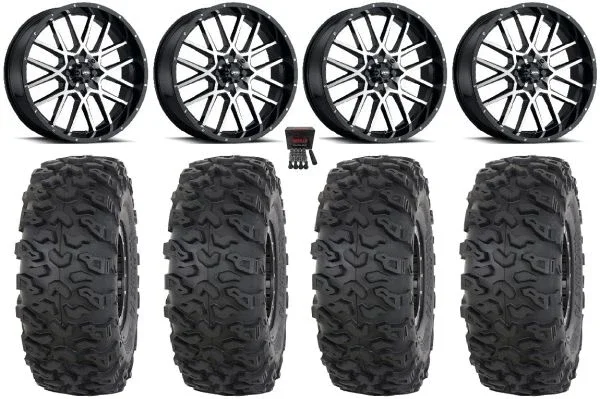 ITP Hurricane 18″ Wheels Machined 35″ Roctane T4 Tires Kawasaki Mule Pro FXT KRX / Yamaha Wolverine RMAX / YXZ 2019+