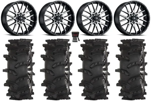 ITP Hurricane 20″ Wheels Machined 33″ Outlaw Max Tires Kawasaki Mule Pro FXT KRX / Yamaha Wolverine RMAX / YXZ 2019+