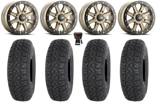 ITP Inertia Beadlock 14″ Wheels Bronze +40mm 28″ Chicane LT Tires Can-Am Commander Maverick Renegade Outlander Defender