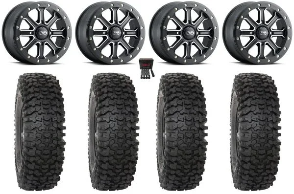 ITP Inertia Beadlock 15″ Wheels Bk +40mm 33″ RC500S Sticky Tires Can-Am Commander Maverick Renegade Outlander Defender