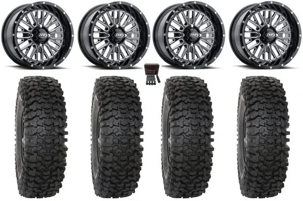 ITP Momentum 15″ Wheels Milled 32″ RC500S Sticky Tires Kawasaki Mule Pro FXT KRX / Yamaha Wolverine RMAX / YXZ 2019+