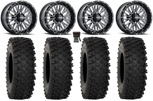ITP Momentum 15″ Wheels Milled 33″ ATX470 Tires Polaris Sportsman / RZR / Ranger