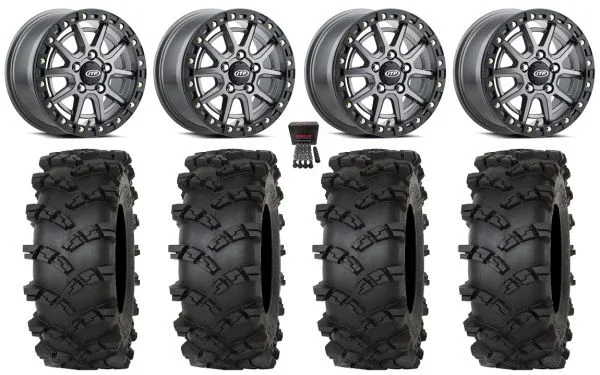 ITP SD10 Beadlock 15″ Wheels Grey 33″ Outlaw M/T Tires Polaris RZR Turbo R & Pro R Ranger 1500 Xpedition