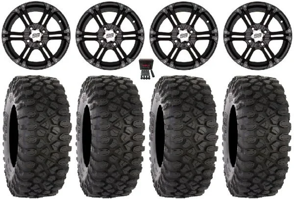 ITP SS212 14″ Wheels Black 30″ XC450 Tires Yamaha Viking Wolverine YXZ1000R CFMoto ZForce 950 UForce 1000