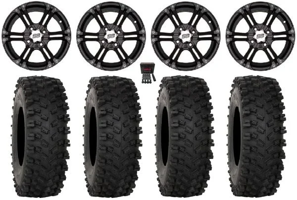 ITP SS212 14″ Wheels Black 32″ ATX470 Tires Yamaha Viking Wolverine YXZ1000R CFMoto ZForce 950 UForce 1000