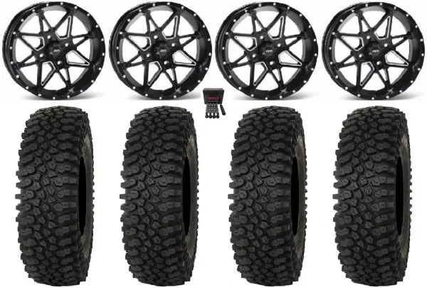 ITP Tornado 15″ Wheels Black 32″ Roctane ST Tires Kawasaki Teryx Mule