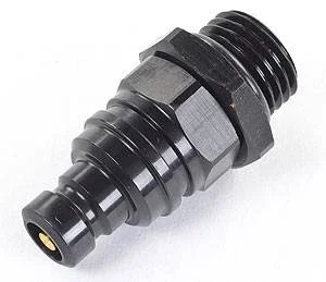 Jiffy-tite 2000 Series Quick-Connect -6 AN Male O-Ring Boss Plug Fitting – Valved – Stealth Black Finish