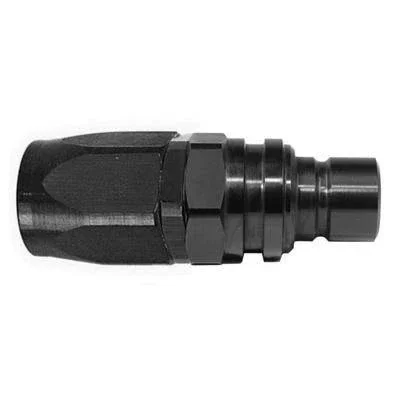 Jiffy-tite 2000 Series Quick-Connect -6 AN Straight Plug Hose End – Valved – Fluorocarbon Seal – Stealth Black Finish