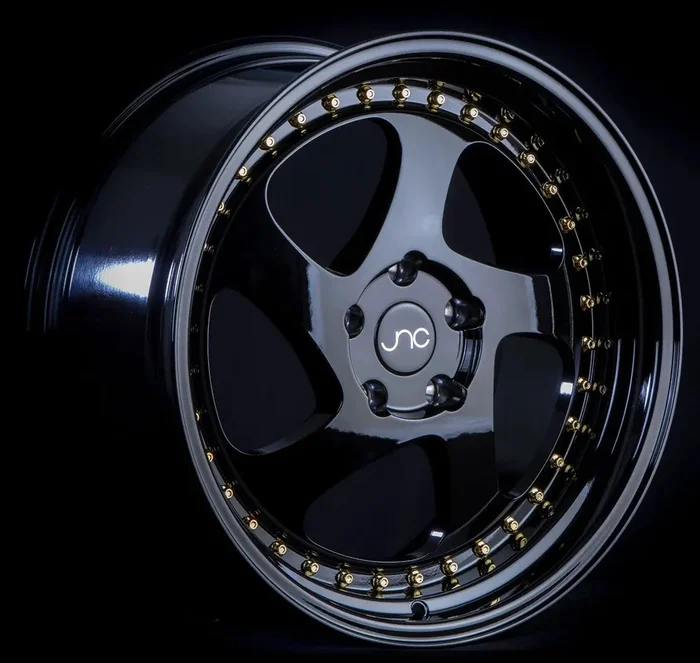 JNC034 Gloss Black Gold Rivets