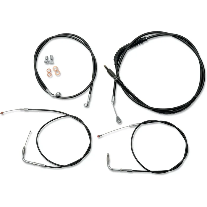 LA Choppers Black Vinyl Cable/Brake Line Kit For 15 “-17 ” Ape Hanger Handlebars [MPN: LA-8140KT-16B]
