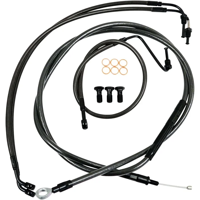 LA Choppers Std Midnight Braided Cable/Brake Line Kit for 18 “-20 ” Ape Hangers [MPN: LA-8011KT-19M]