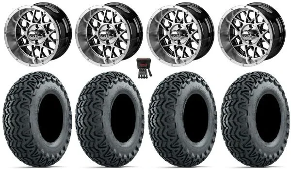 LSI Black Widow 14″ Wheels Machined 23″ Predator A/T Tires E-Z-GO & Club Car