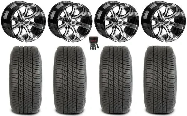 LSI Casino 12″ Golf Wheels Machined 215×35 Deli Tires Yamaha