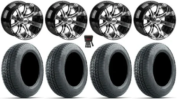 LSI Casino 12″ Golf Wheels Mh 215×50 Fusion S/R Tires E-Z-GO & Club Car