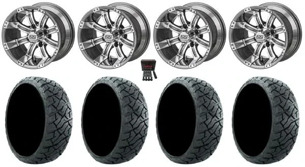 LSI Casino 12″ Wheels Gunmetal 23″ Maverick Tires E-Z-GO&Club Car