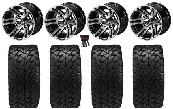 LSI Epic 10″ Golf Wheels Machined 22″ Trail Fox A/T Tires Yamaha