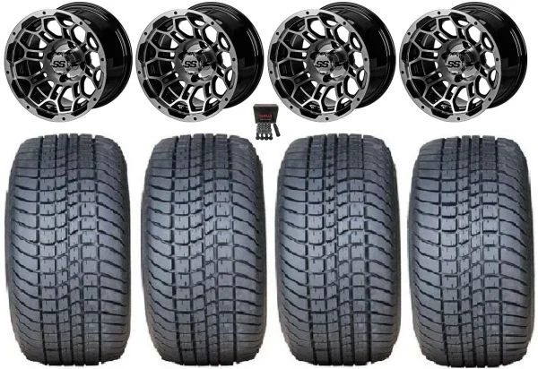 LSI Hercules 12″ Golf Wheels Machined 215×50 Pro Rider Tires Yamaha