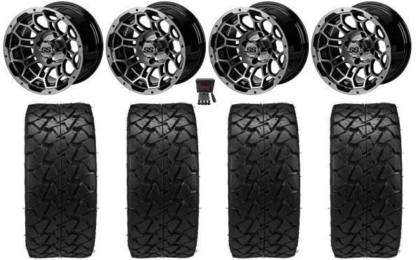 LSI Hercules 12″ Golf Wheels Machined 22″ Trail Fox A/T Tires Yamaha