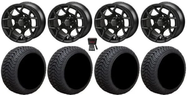 LSI Ninja 12″ Golf Wheels Matte Black 205×30 Cruze Tires Yamaha