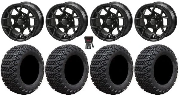 LSI Ninja 12″ Golf Wheels Matte Black 23″ X-Trail Tires E-Z-GO & Club Car