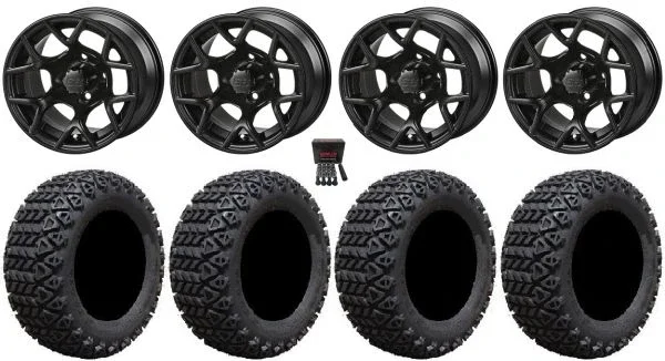 LSI Ninja 14″ Golf Wheels Matte Black 23″ X-Trail Tires Yamaha