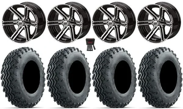 LSI Yukon 12″ Golf Wheels Machined 23″ Rogue Tires E-Z-GO & Club Car