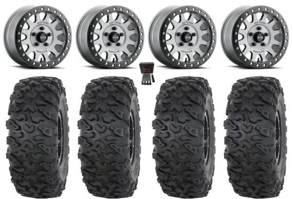 Method 401 Beadlock 15″ Wheels Titanium 35″ Roctane T4 Tires CFMoto UForce U10 Pro / U10 XL Pro / ZForce Z10 / Z10-4