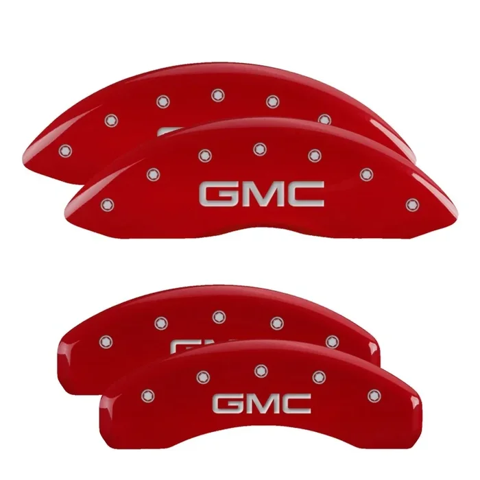 Mgp Caliper Cover GMC Script Logo Brake Caliper Cover Aluminum Red GM Fullsize Truck/SUV 2014-16 – Set of 4