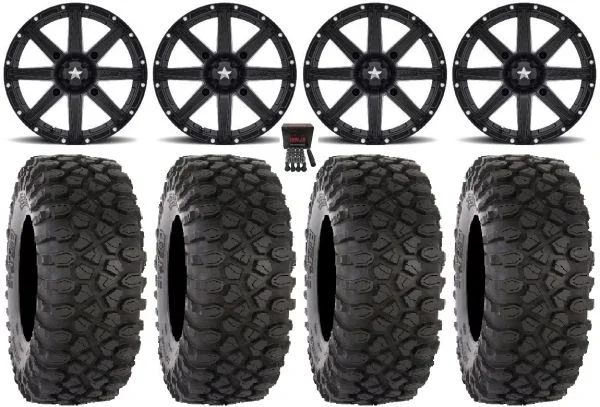 MSA Black Clutch 15″ ATV Wheels 35″ XC450 Tires Polaris Sportsman / RZR / Ranger