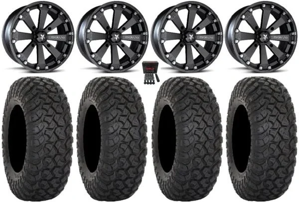 MSA Black Kore 14″ UTV Wheels 30″ RT320 Tires Polaris RZR XP 1000 / PRO XP / Ranger XP 900/1000