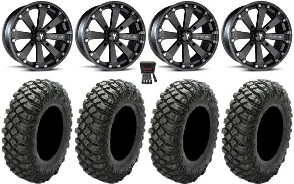 MSA Black Kore 16″ UTV Wheels 35″ Crawler XG Tires Kawasaki Mule Pro FXT KRX / Yamaha Wolverine RMAX / YXZ 2019+