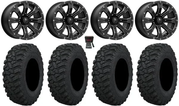 MSA Bounty 14″ Wheels Black 27″ Trekker Tires Sportsman 550 850 1000