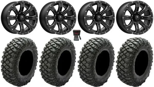 MSA Bounty 14″ Wheels Black 32″ Crawler XG Tires Polaris RZR XP 1000 / PRO XP / Ranger XP 900/1000