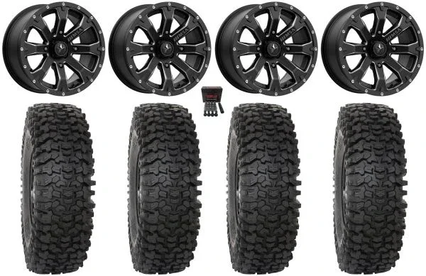 MSA Bounty 15″ Wheels Black 37″ RC500S Sticky Tires Kawasaki Mule Pro FXT KRX / Yamaha Wolverine RMAX / YXZ 2019+