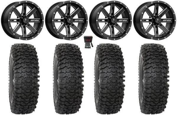 MSA Boxer 15″ Wheels Milled 37″ RC500 Tires Kawasaki Teryx Mule