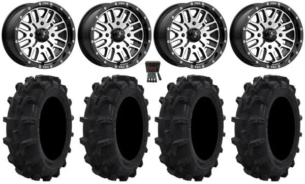 MSA Brute 14″ Wheels Machined 29″ Mud XC Tires Kawasaki Teryx Mule