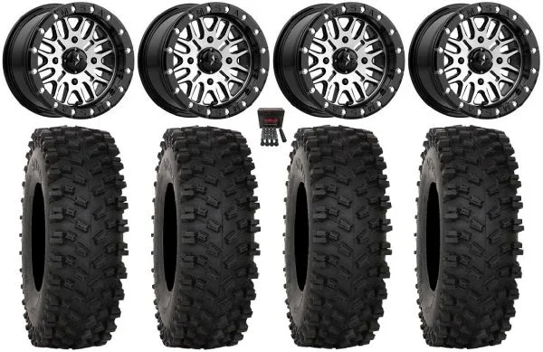 MSA Brute Beadlock 15″ Wheels Machined 33″ ATX470 Tires Kawasaki Mule Pro FXT KRX / Yamaha Wolverine RMAX / YXZ 2019+