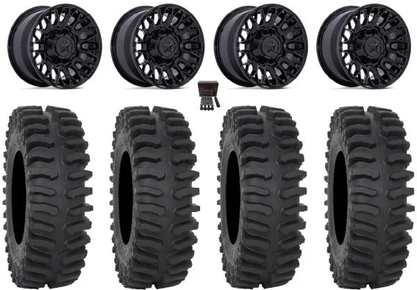 MSA Clubber 14″ Wheels Black 30″ XT400 Tires Can-Am Commander Maverick Renegade Outlander Defender