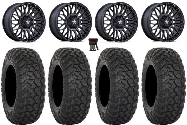 MSA Clubber 14″ Wheels Black DDT 28″ RT320 Tires Can-Am Maverick X3 / Honda Pioneer 1000 / Talon
