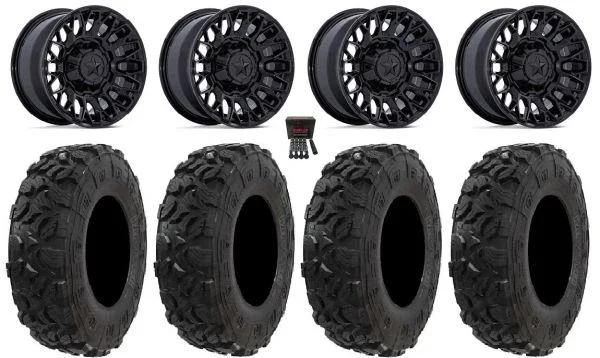 MSA Clubber 15″ Wheels Black 32″ Harvester Tires Can-Am Commander Maverick Renegade Outlander Defender