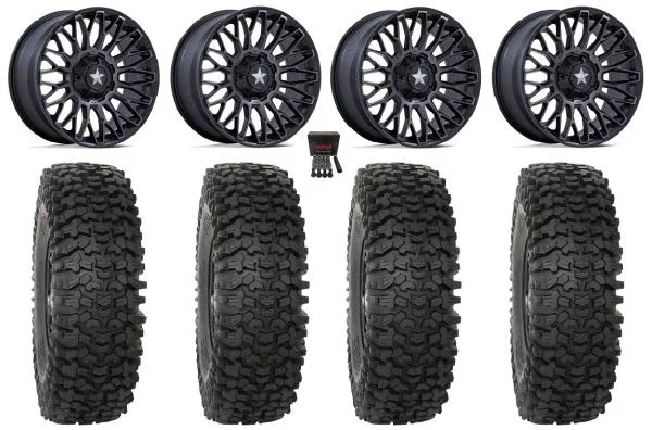 MSA Clubber 15″ Wheels Black DDT 37″ RC500 Tires Can-Am Commander Maverick Renegade Outlander Defender