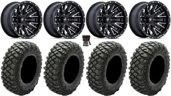MSA Creed 14″ Wheels Machined 28″ Crawler XR Tires Can-Am Maverick X3 / Honda Pioneer 1000 / Talon