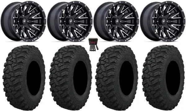 MSA Creed 14″ Wheels Machined 29″ Trekker Tires Honda Pioneer