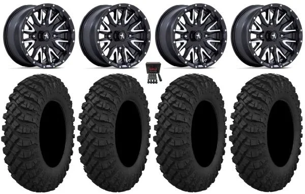 MSA Creed 15″ Wheels Machined 32″ Crawler XP Tires Yamaha Viking Wolverine YXZ1000R