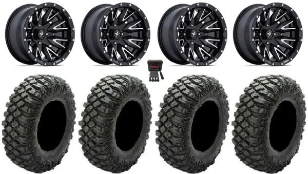 MSA Creed 16″ Wheels Machined 32″ Crawler XG Tires Can-Am Maverick X3 / Honda Pioneer 1000 / Talon