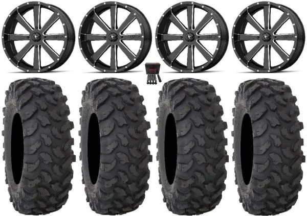 MSA Milled Flash 22″ Wheels 37″ XTR370 Tires Can-Am Maverick X3 / Honda Pioneer 1000 / Talon